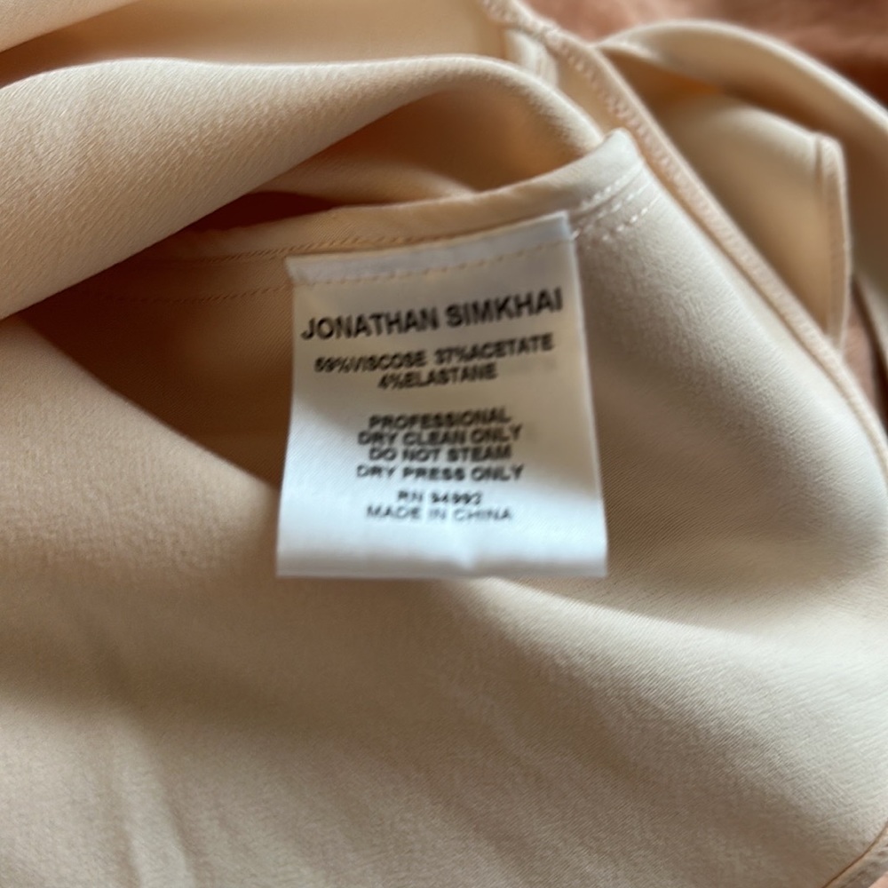 Jonathon Simkhai Silk Crepe Hanging Tank Top Blouse Apricot women size Medium - Picture 7 of 7